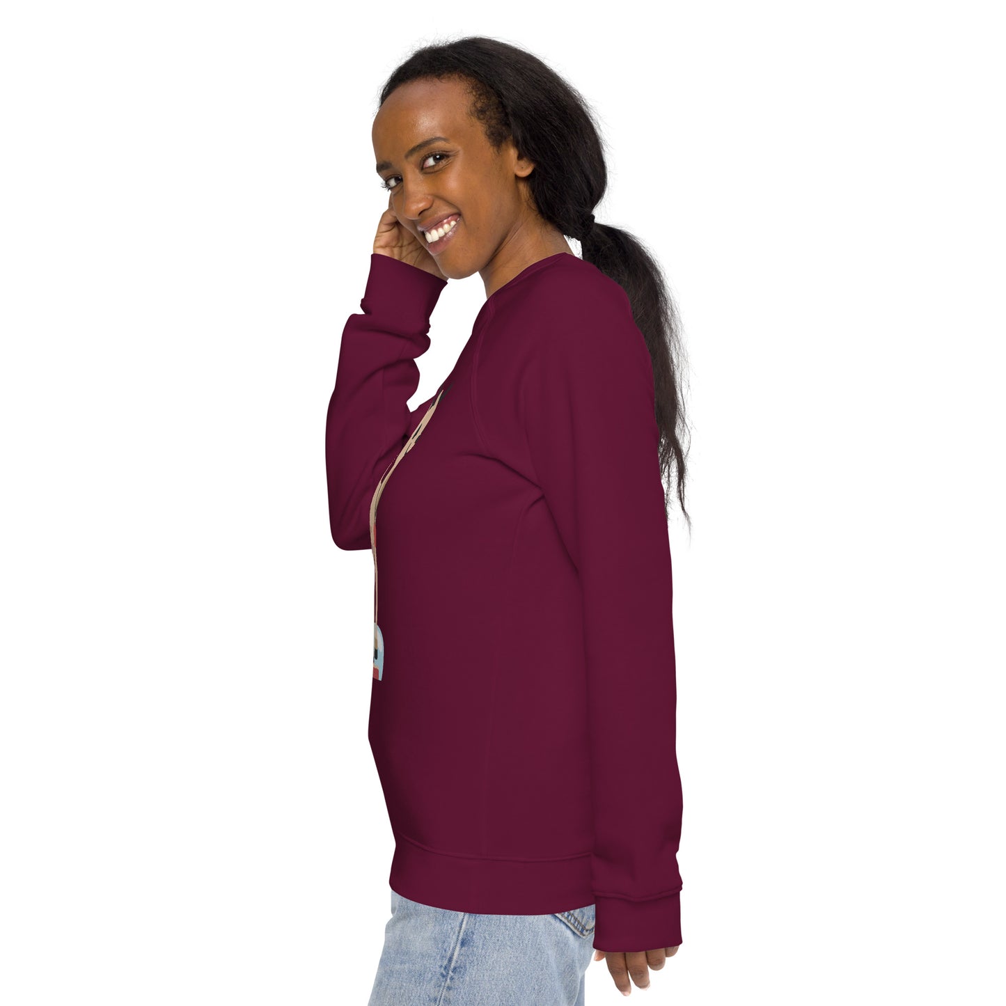 Christmas print, organic raglan sweatshirt