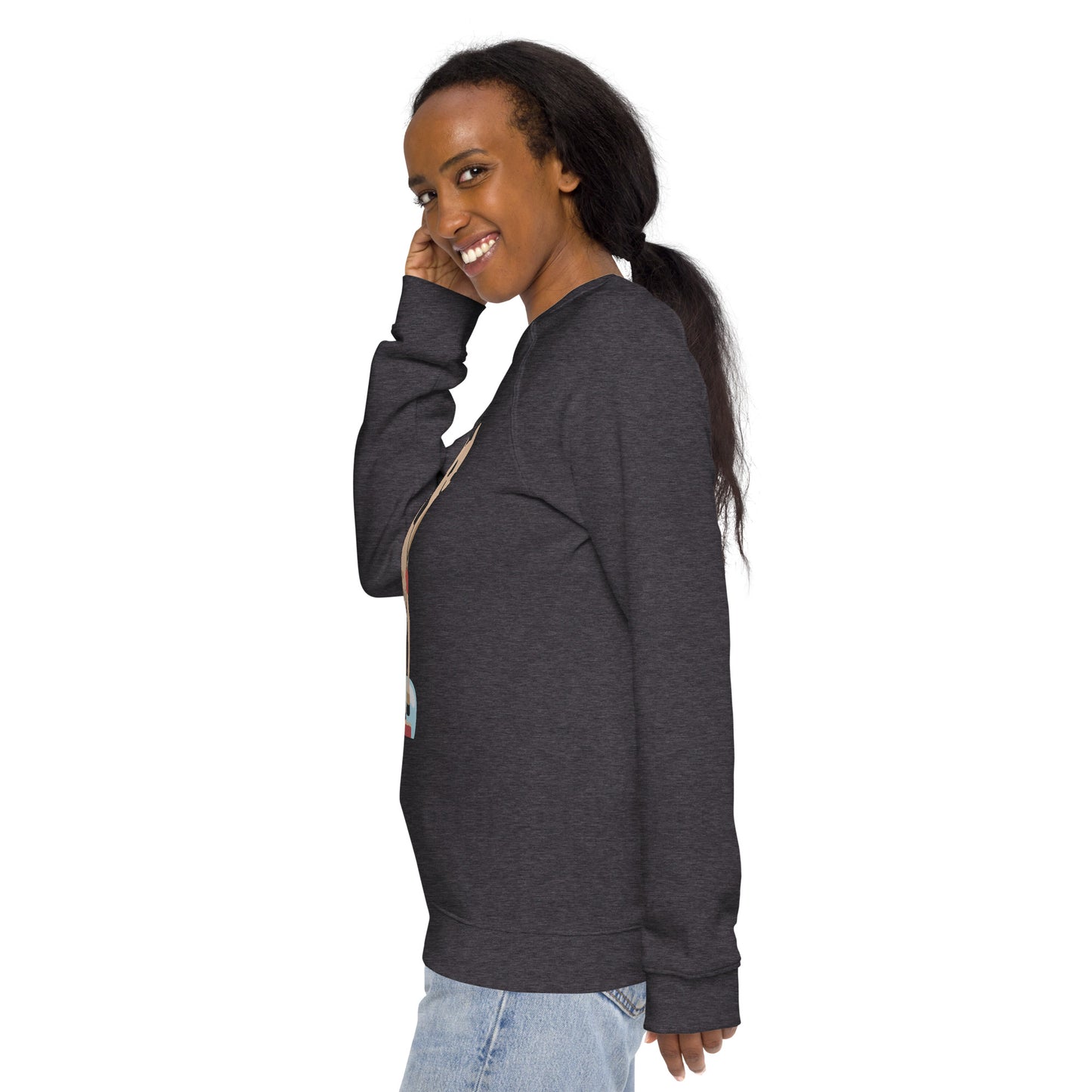 Christmas print, organic raglan sweatshirt