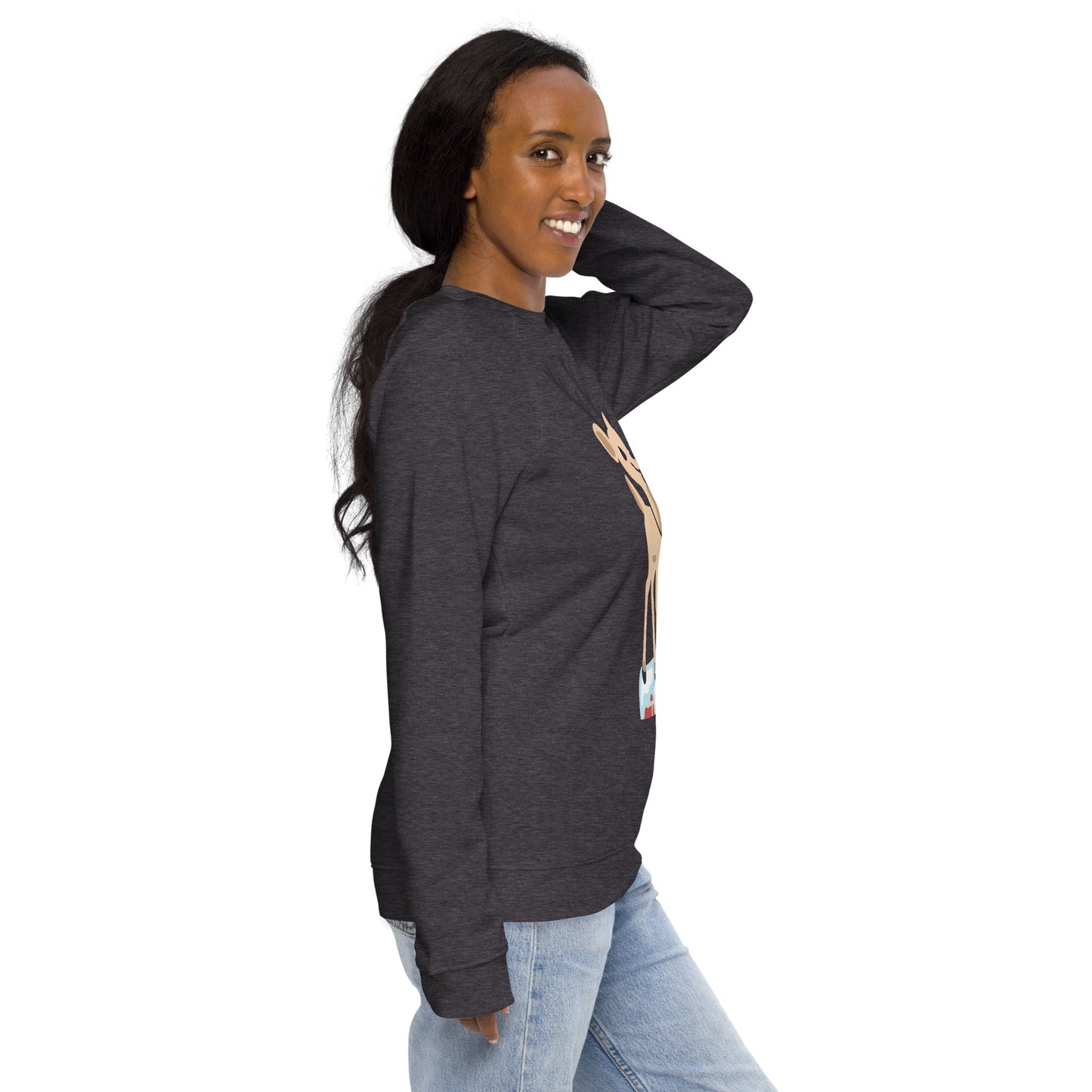 Christmas print, organic raglan sweatshirt