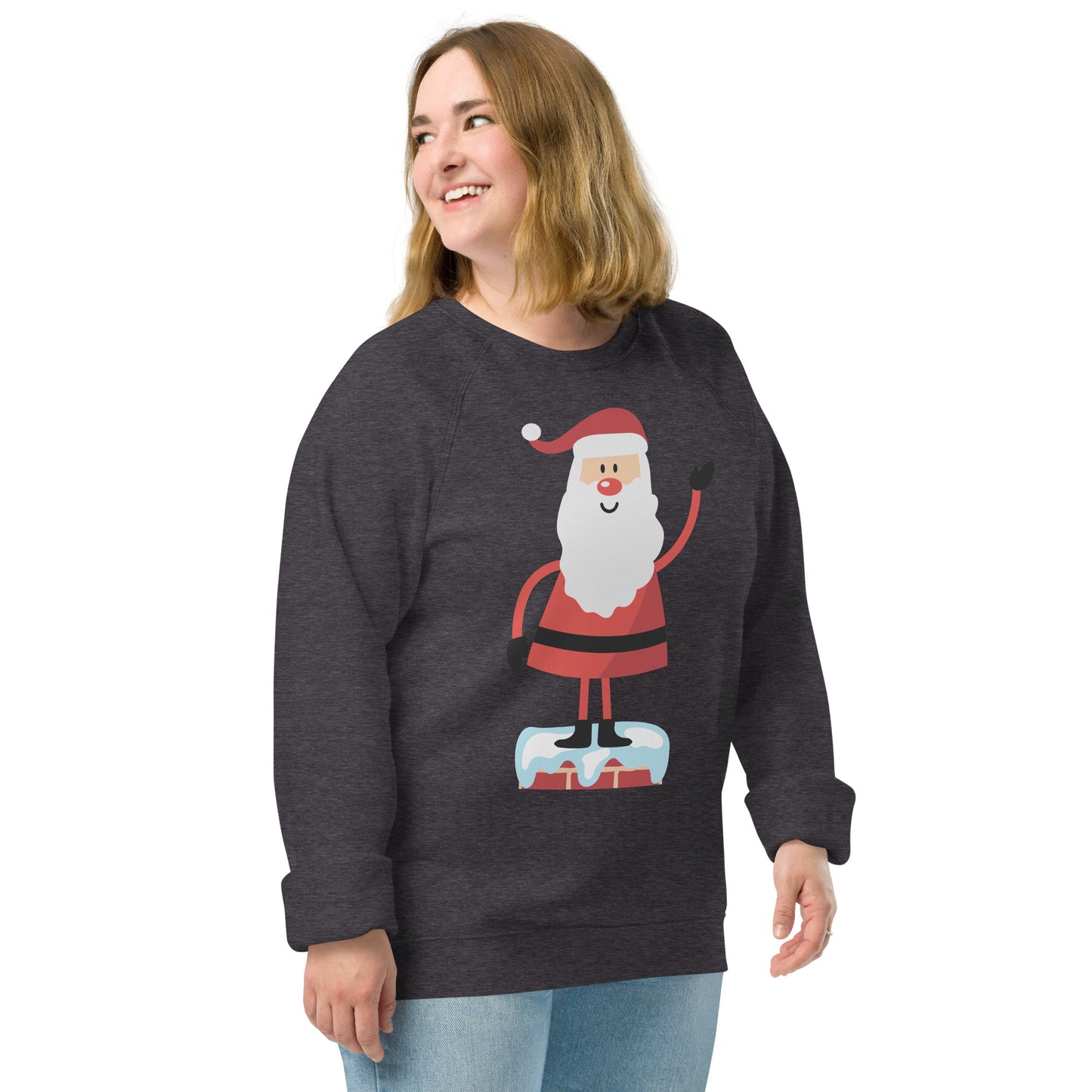 Christmas Santa Print organic raglan sweatshirt