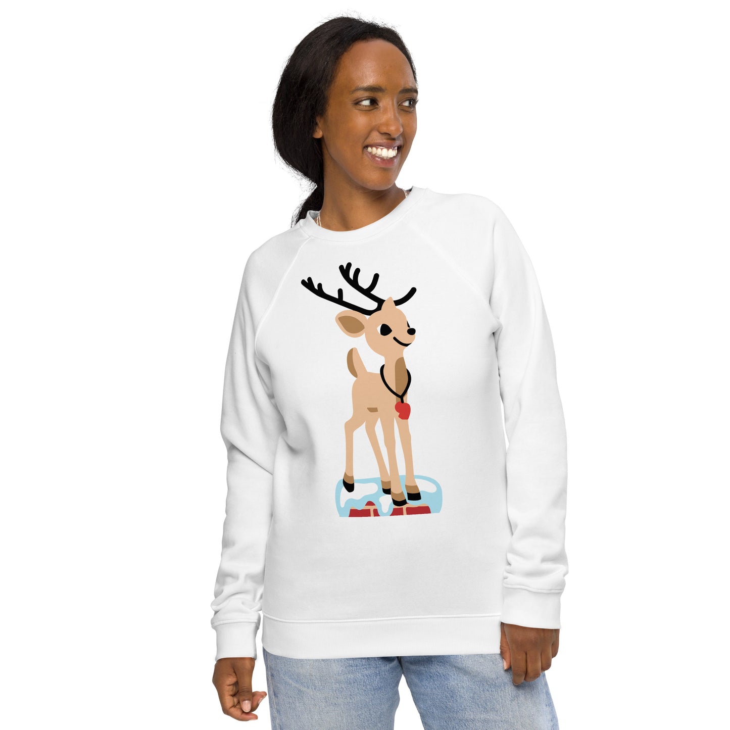 Christmas print, organic raglan sweatshirt