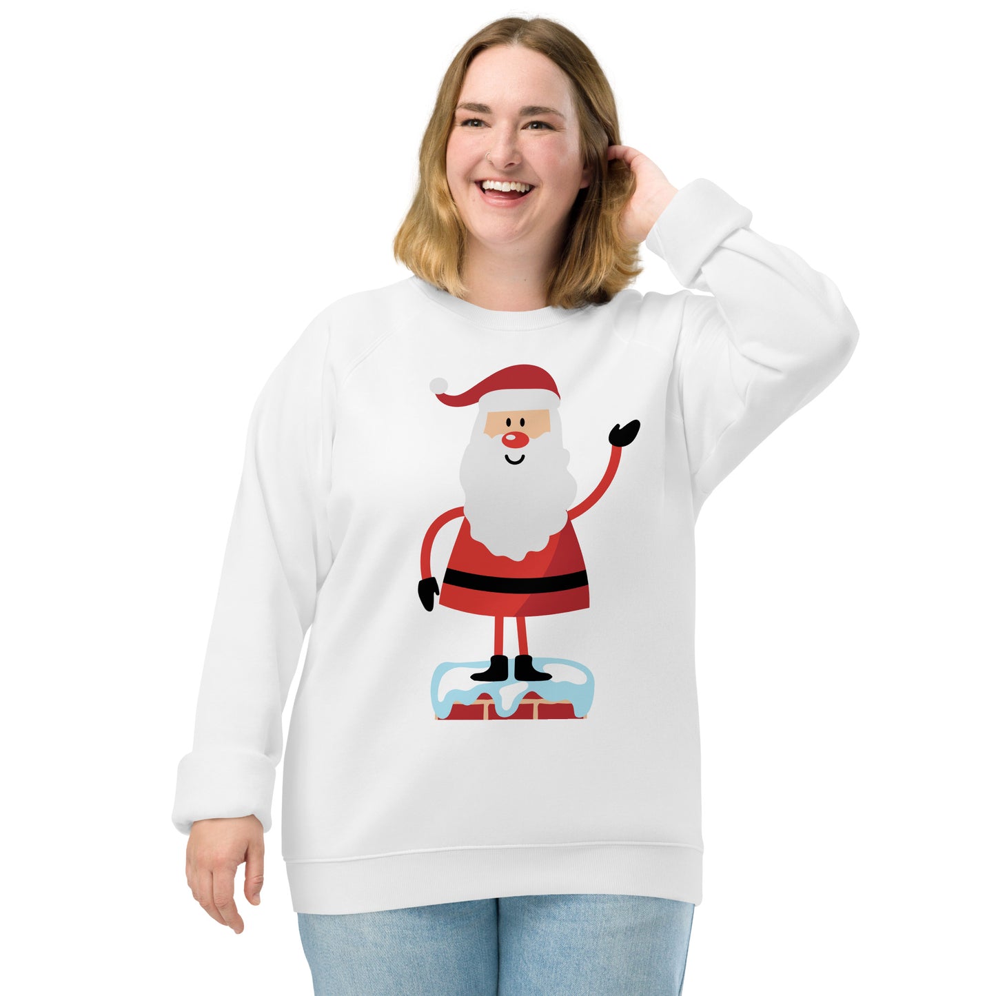 Christmas Santa Print organic raglan sweatshirt