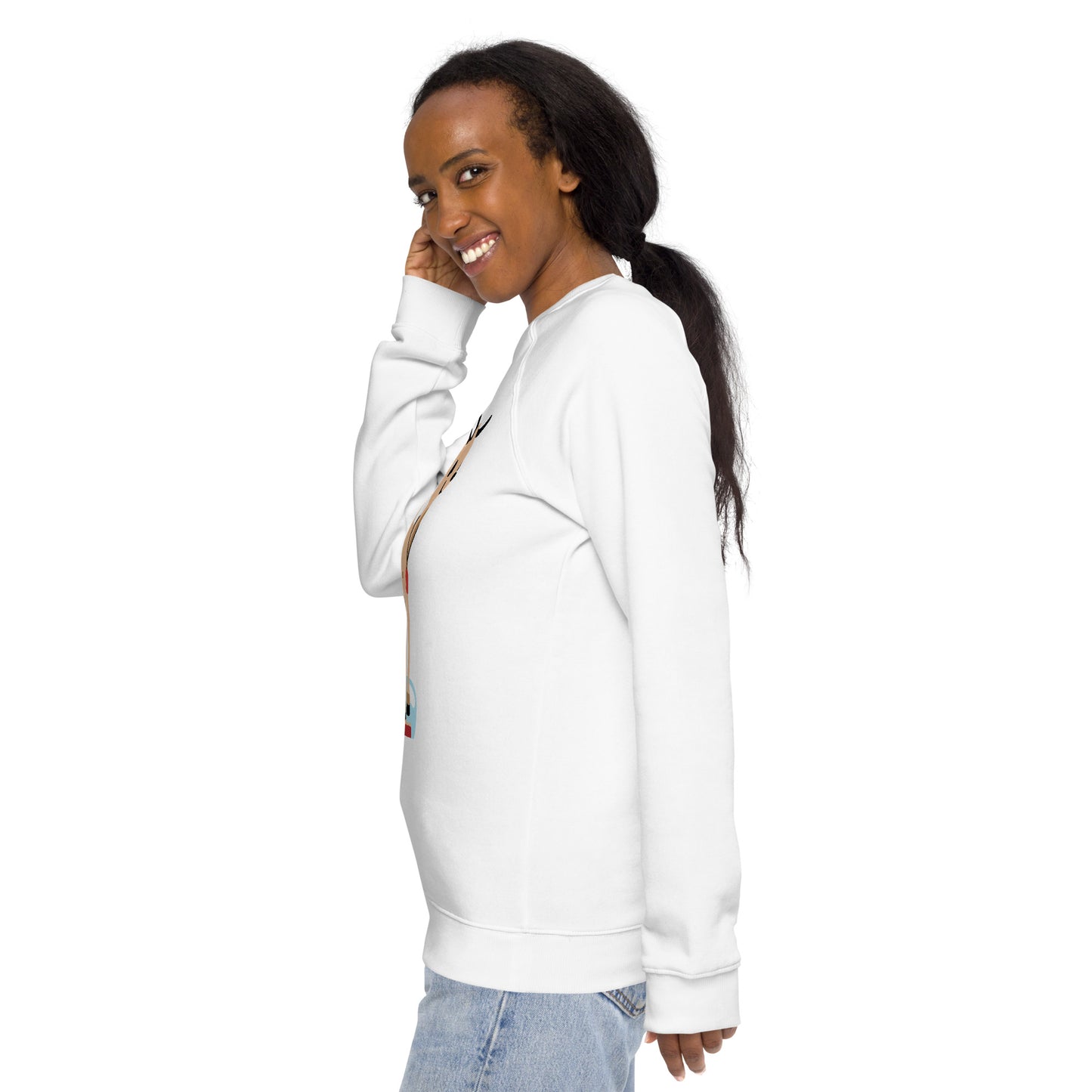 Christmas print, organic raglan sweatshirt