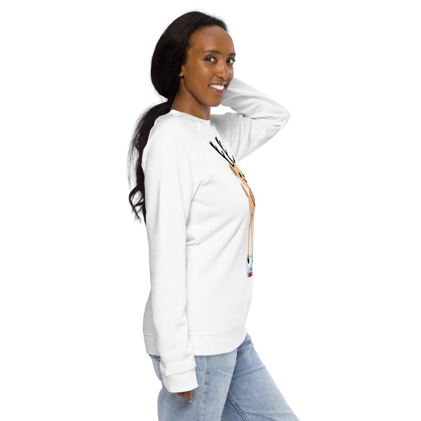 Christmas print, organic raglan sweatshirt
