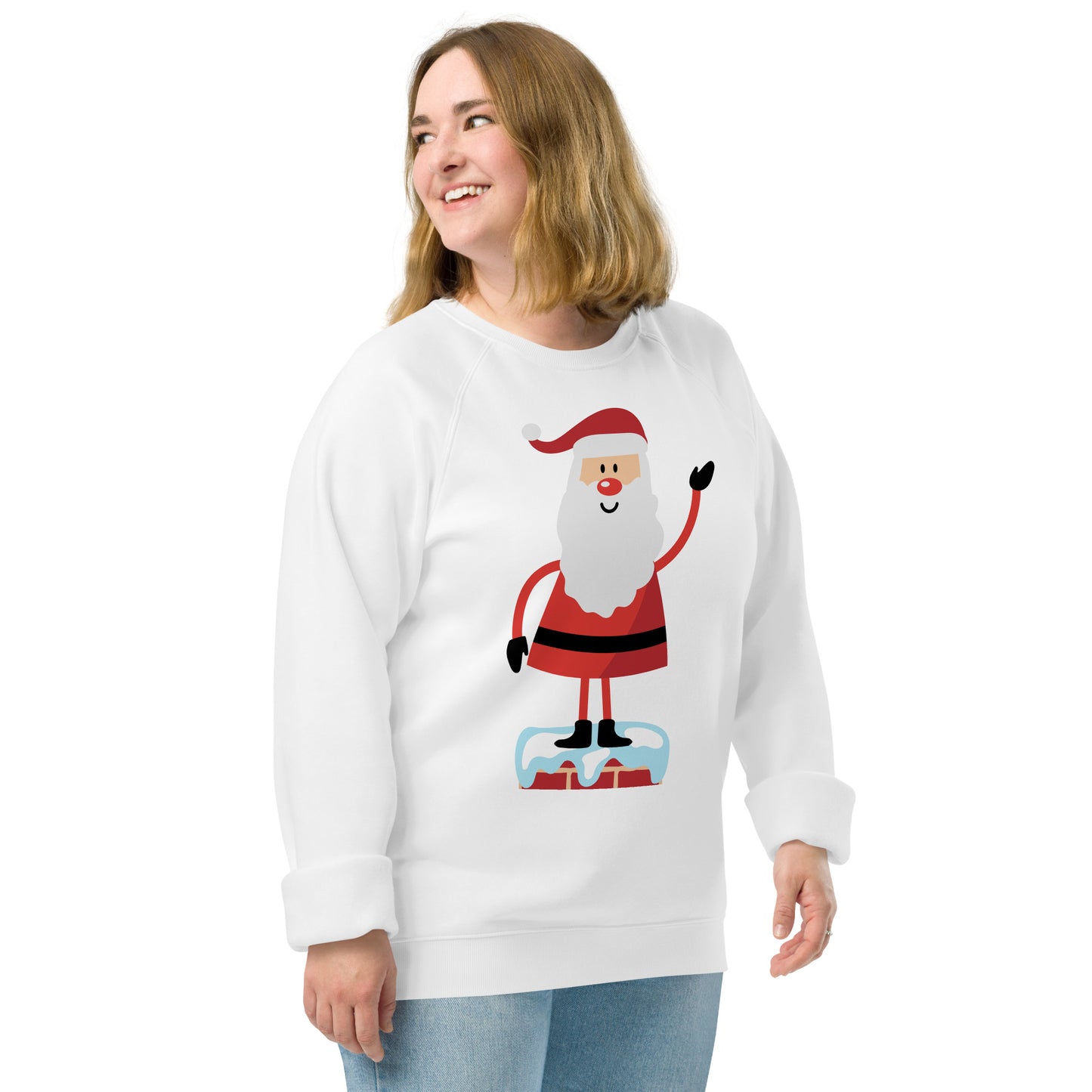 Christmas Santa Print organic raglan sweatshirt