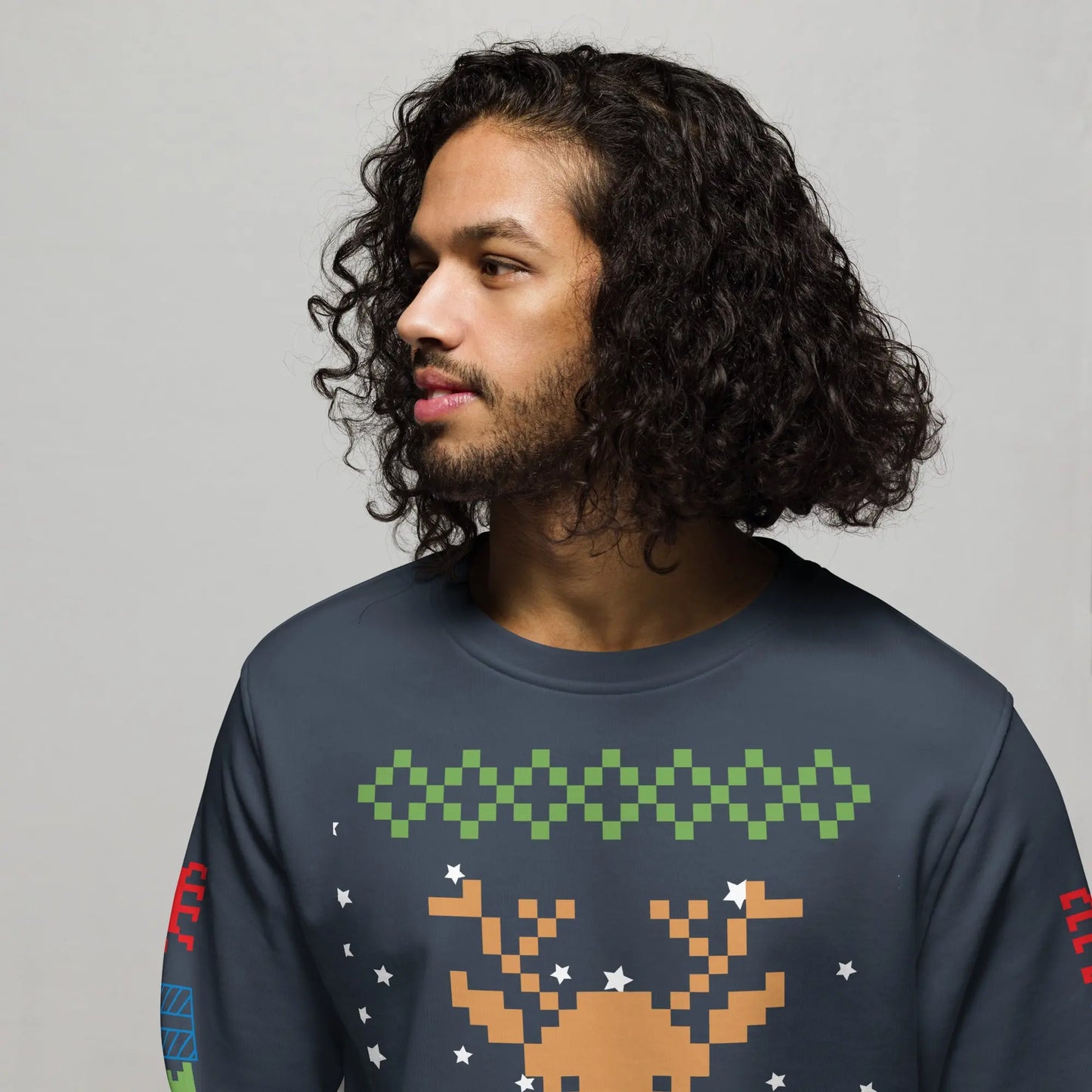 Christmas Rudolph print, organic sweatshirt ZIPPX