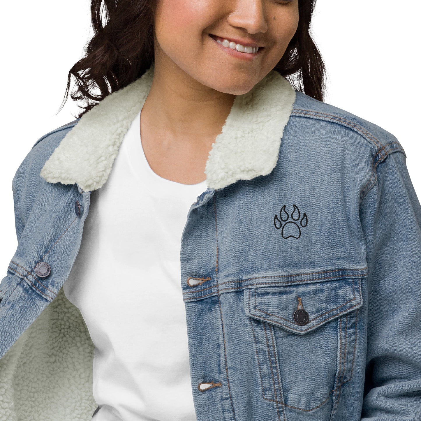 Bear Paw print, Denim Sherpa Jacket
