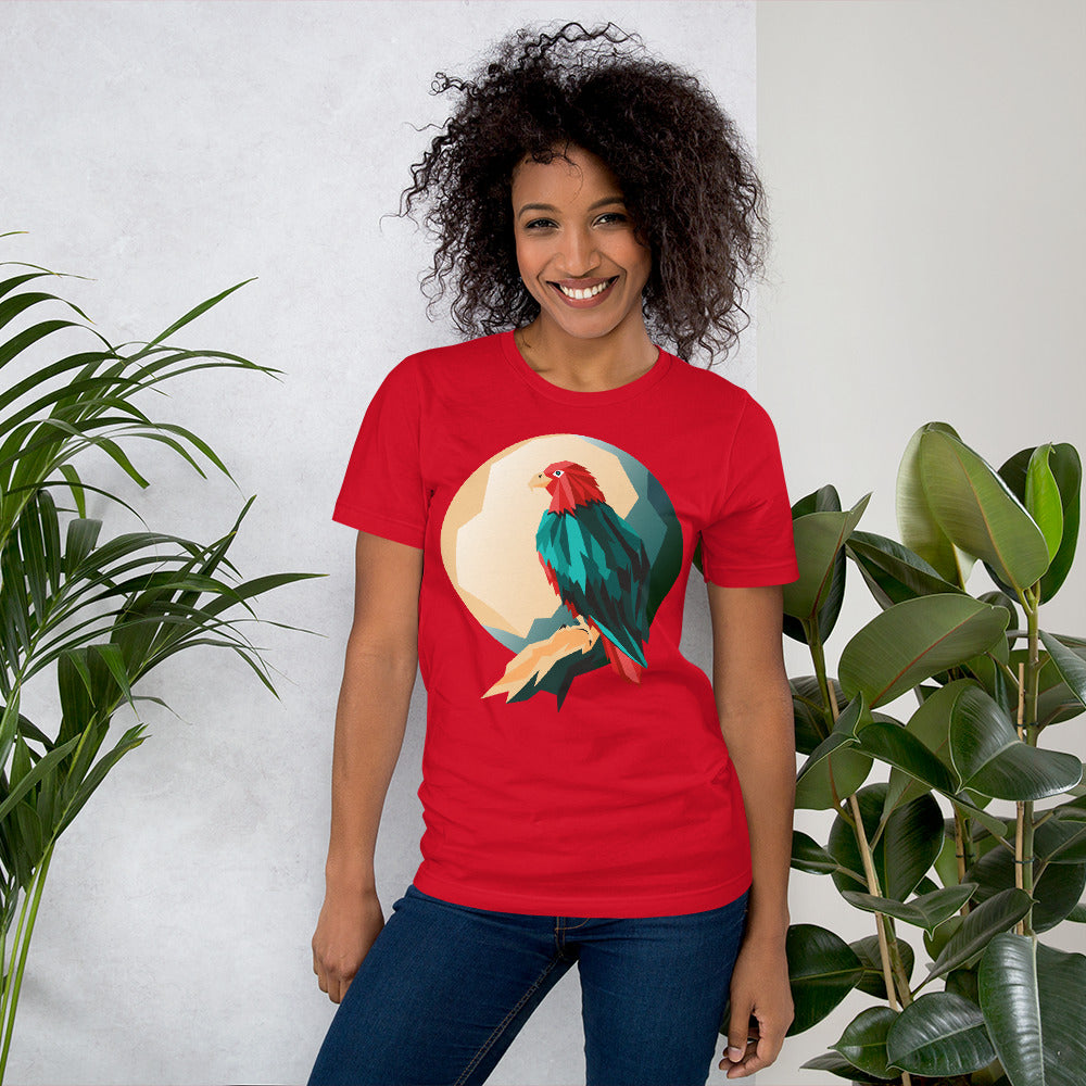 Red t-shirt featuring a bold front print reading ‘I’M AWESOME’ in large blue letters—minimalist, stylish, and perfect for casual wear.