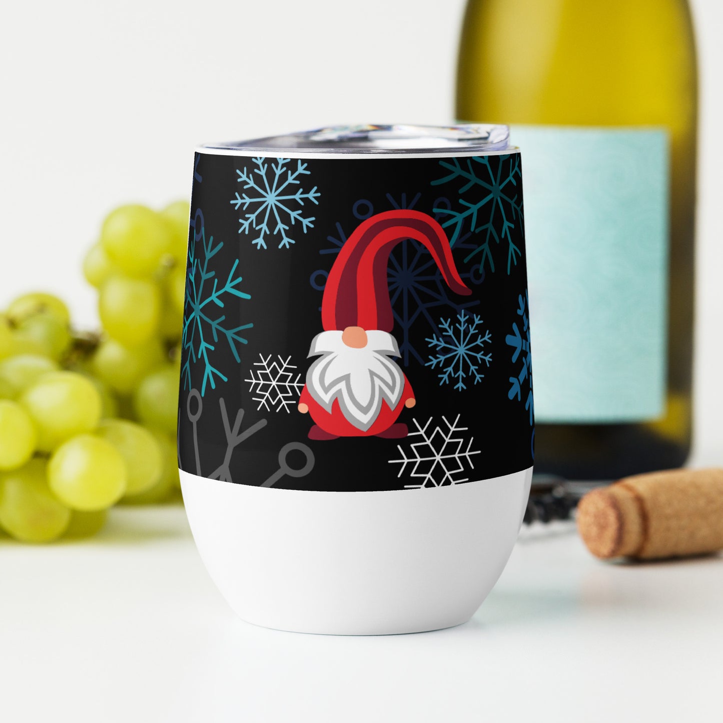 Festive Gnome Wine Tumbler Insulated, Stylish & Perfect for Holiday Cheers