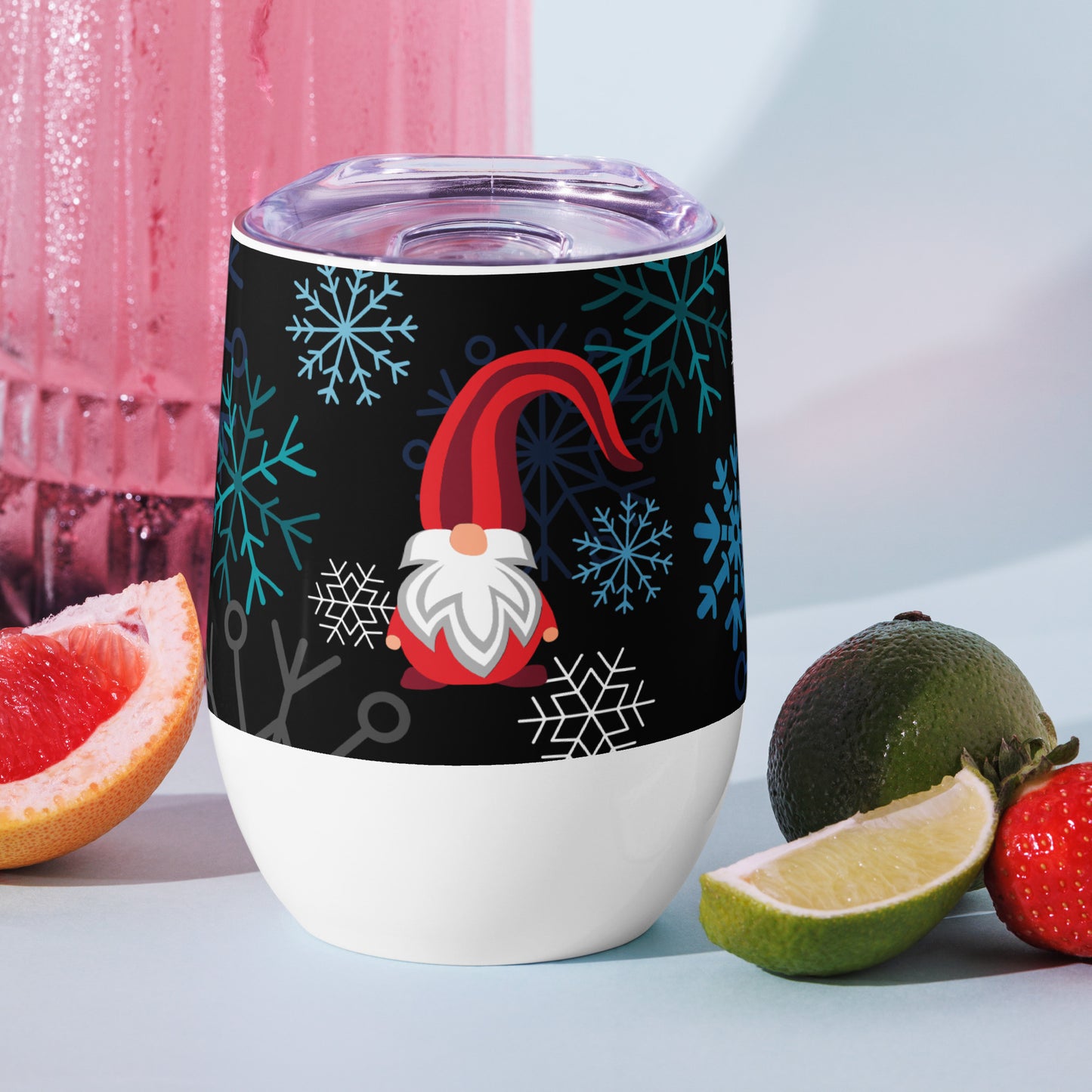 Festive Gnome Wine Tumbler Insulated, Stylish & Perfect for Holiday Cheers