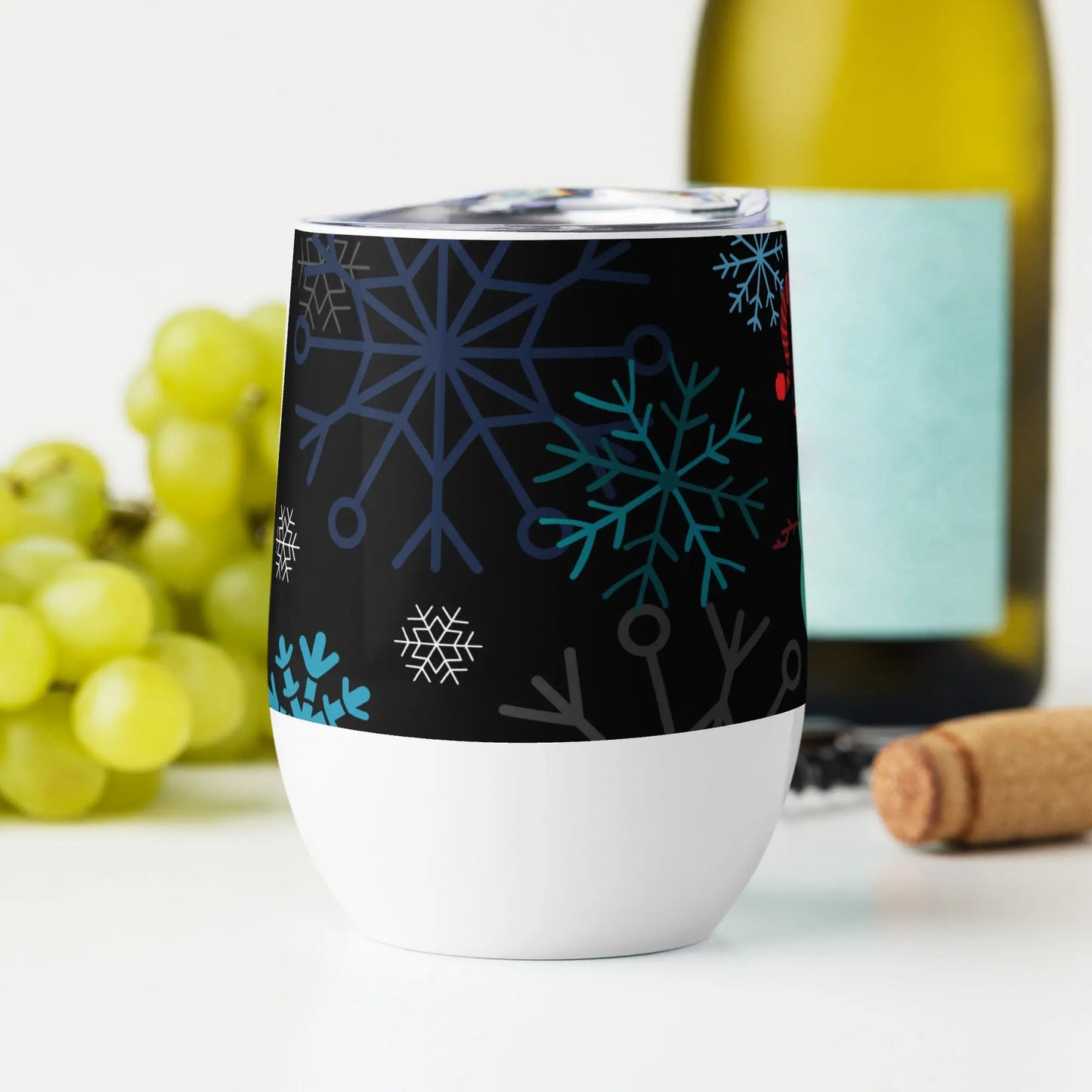 Christmas Snowman print, Wine tumbler ZIPPX