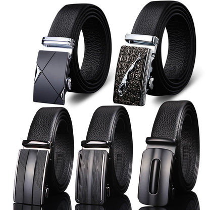 First-layer Cowhide Leather Belt For Men, High-end Genuine Leather Automatic Buckle, Business Belt, Men Casual Pants With Girdle