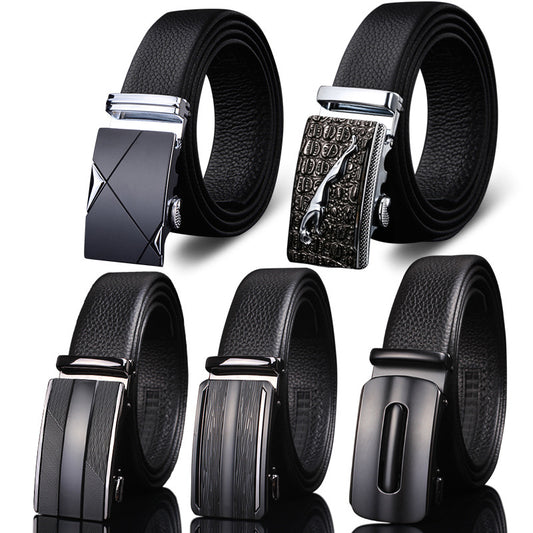 First-layer Cowhide Leather Belt For Men, High-end Genuine Leather Automatic Buckle, Business Belt, Men Casual Pants With Girdle