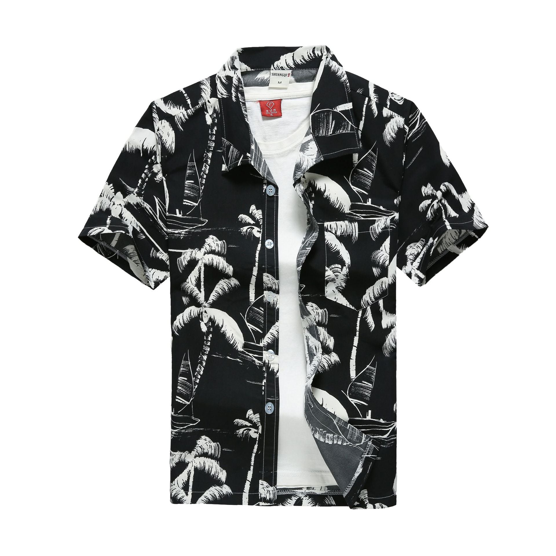 Summer Beach Short-sleeved Shirt Men&#039;s Printed Hawaiian Shirt Seaside Vacation Travel Loose Large Size