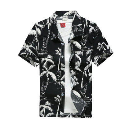 Summer Beach Short-sleeved Shirt Men&#039;s Printed Hawaiian Shirt Seaside Vacation Travel Loose Large Size