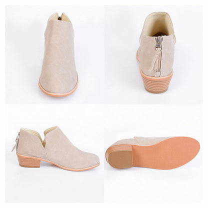 Autumn And Winter New Thick Heel Pointed Toe Single Shoes Fashion Rear Zipper Martin Boots Wholesale