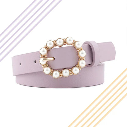 Noya New Cross-border Amazon EBay Leather Pearl Belt Women's All-match Fashion Japanese Buckle Belt Belt