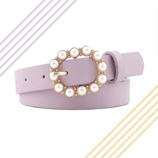 Noya New Cross-border Amazon EBay Leather Pearl Belt Women's All-match Fashion Japanese Buckle Belt Belt