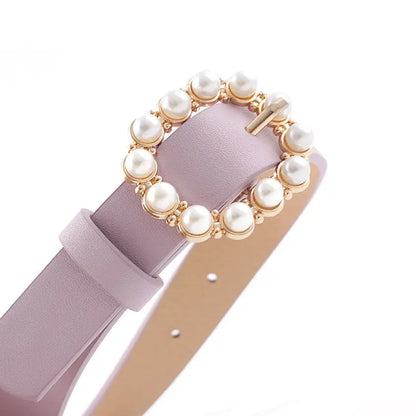 Noya New Cross-border Amazon EBay Leather Pearl Belt Women's All-match Fashion Japanese Buckle Belt Belt