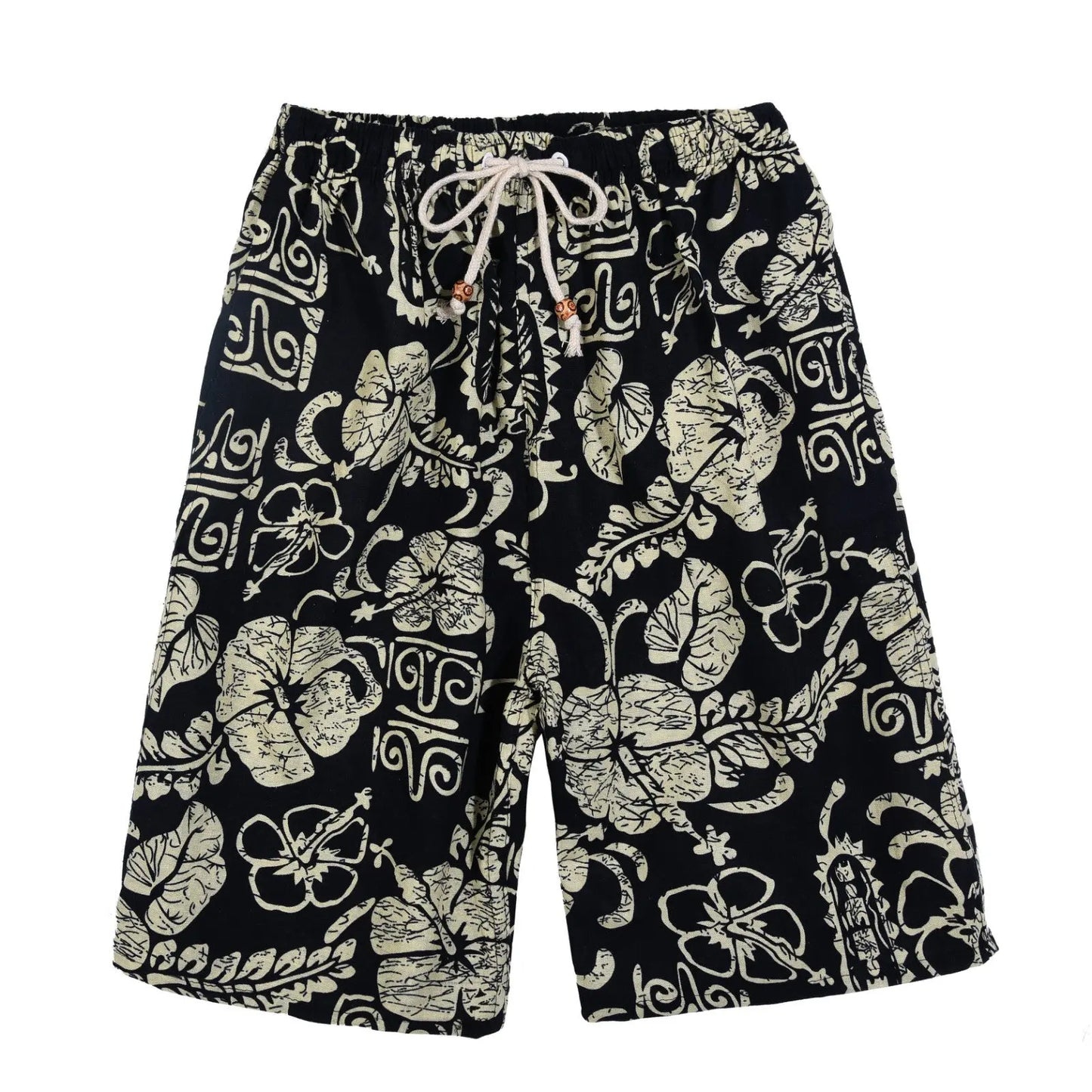 Summer New Cotton And Linen Printing Five-point Men's Beach Pants Casual Sports Loose Large Size Shorts Men's Thin Trend