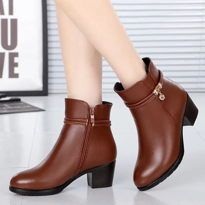 Women's Fleece-Lined Block Heel Ankle Boots