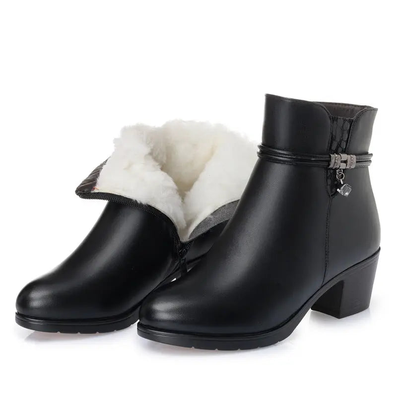 Women's Fleece-Lined Block Heel Ankle Boots