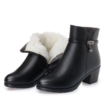 Women's Fleece-Lined Block Heel Ankle Boots