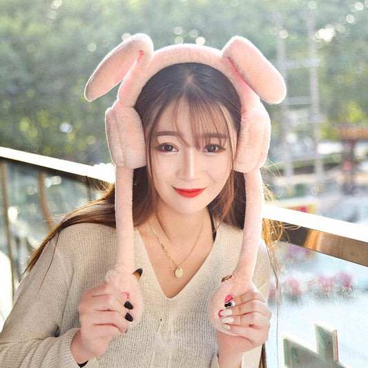 Moving Bunny Ears Earmuffs Student Earmuffs Ear Warm Autumn And Winter Cute Warm Plush Earmuffs For Women