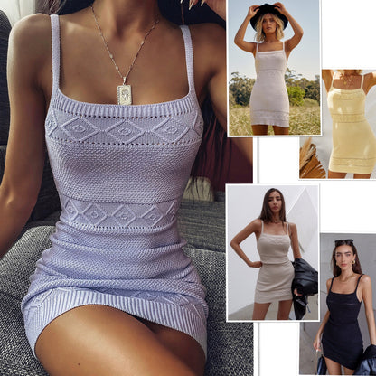 AliExpress Amazon 20 Spring And Summer European And American Hot Style Knitted Elastic Sexy Suspender Dress Women&#039;s Summer New Women&#039;s Clothing