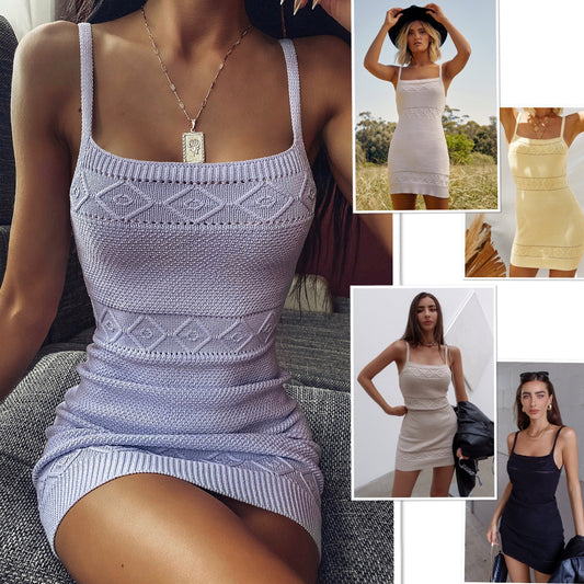 AliExpress Amazon 20 Spring And Summer European And American Hot Style Knitted Elastic Sexy Suspender Dress Women&#039;s Summer New Women&#039;s Clothing