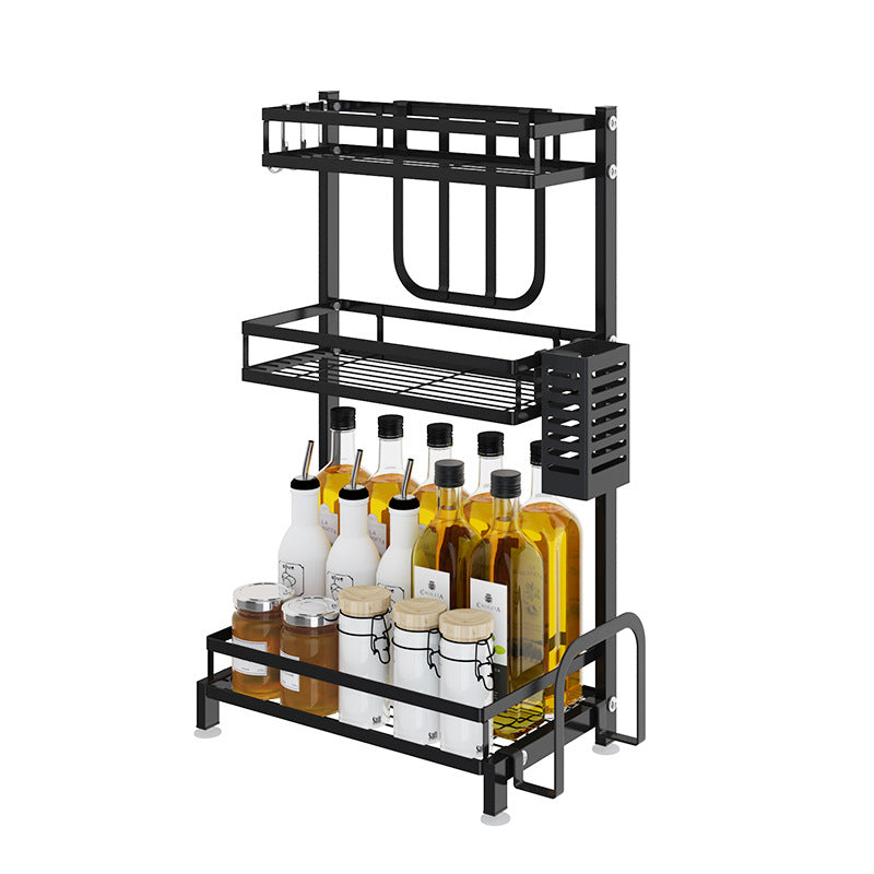 2-Tier & 3-Tier Kitchen Spice Rack Organizer – Black Metal Countertop Storage Shelf