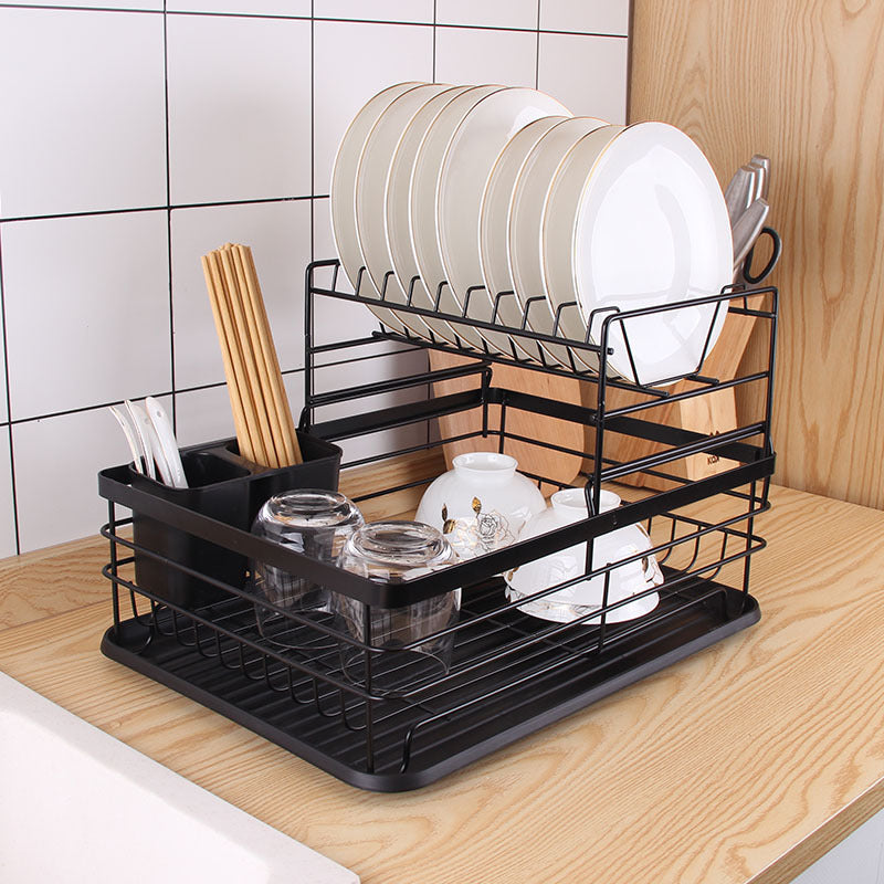 Wrought Iron Tableware Storage Dish Rack Multifunctional Kitchen Racks Large Capacity Drain Dish Rack