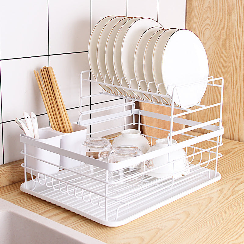 Wrought Iron Tableware Storage Dish Rack Multifunctional Kitchen Racks Large Capacity Drain Dish Rack