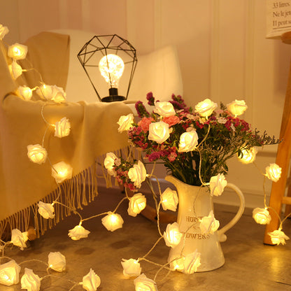 Girl's Heart Pink White Simulation Led Rose Lamp String Birthday Party Tanabata Wedding Decoration Lamp