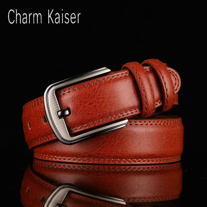 Belt Men&#039;s Belt Boys&#039; Real Cowhide Pin Buckle Belt Brown Middle-aged Youth Casual Trendy Men&#039;s Belt