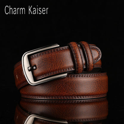 Belt Men&#039;s Belt Boys&#039; Real Cowhide Pin Buckle Belt Brown Middle-aged Youth Casual Trendy Men&#039;s Belt