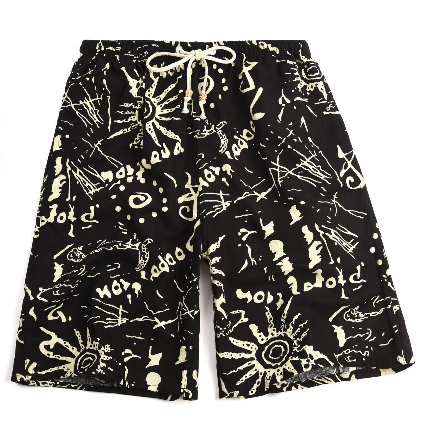 Summer New Cotton And Linen Printing Five-point Men's Beach Pants Casual Sports Loose Large Size Shorts Men's Thin Trend