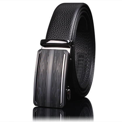 First-layer Cowhide Leather Belt For Men, High-end Genuine Leather Automatic Buckle, Business Belt, Men Casual Pants With Girdle