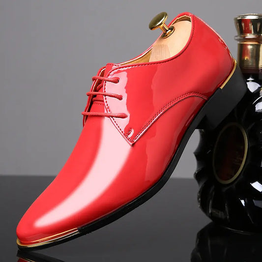 2019 Cross-border Large Size Men's Shoes Fashion Bright Leather Shoes Men's Shoes Lace-up Men's Shoes Manufacturers Wholesale