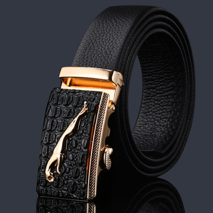 First-layer Cowhide Leather Belt For Men, High-end Genuine Leather Automatic Buckle, Business Belt, Men Casual Pants With Girdle