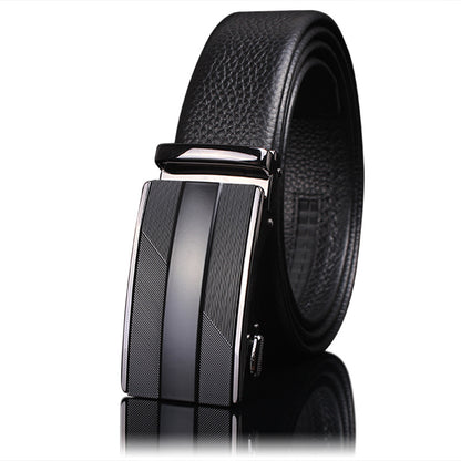 First-layer Cowhide Leather Belt For Men, High-end Genuine Leather Automatic Buckle, Business Belt, Men Casual Pants With Girdle