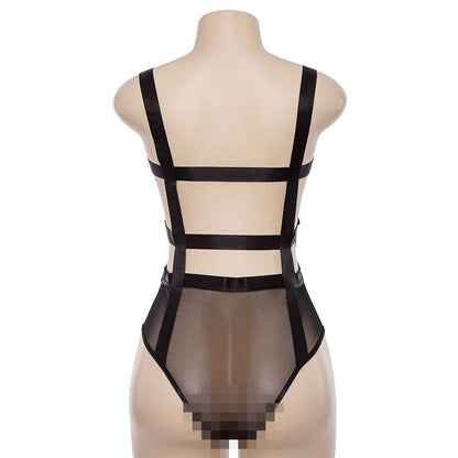 European And American Style 2021 New Summer Women&#039;s One-piece Neckline Suspender Mesh Splicing Backless Sexy Slim Fit Jumpsuit