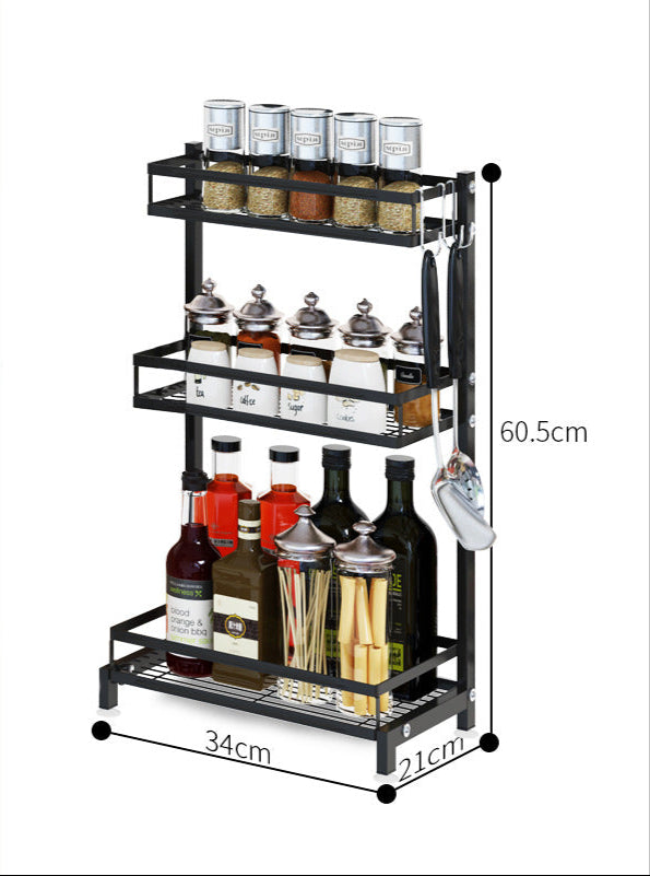 2-Tier & 3-Tier Kitchen Spice Rack Organizer – Black Metal Countertop Storage Shelf