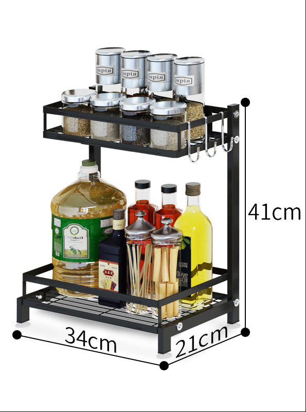 2-Tier & 3-Tier Kitchen Spice Rack Organizer – Black Metal Countertop Storage Shelf