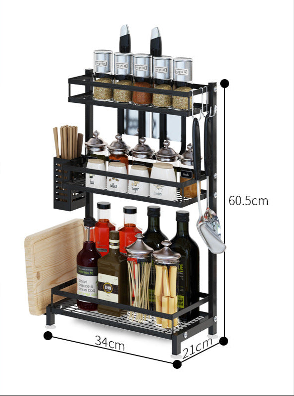 2-Tier & 3-Tier Kitchen Spice Rack Organizer – Black Metal Countertop Storage Shelf