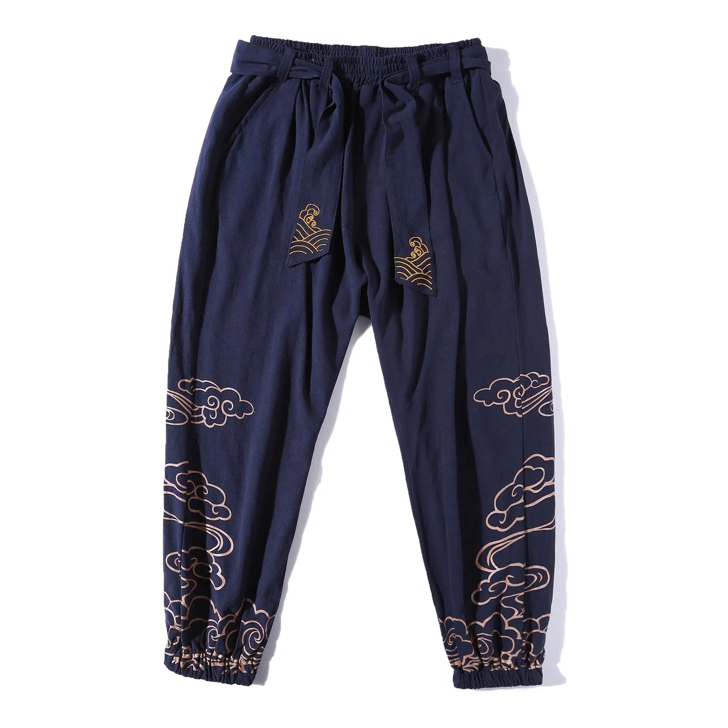 Chinese Style Men's Trousers Printed Small Feet Trousers Men's Loose Wide-legged Bloomer Pants