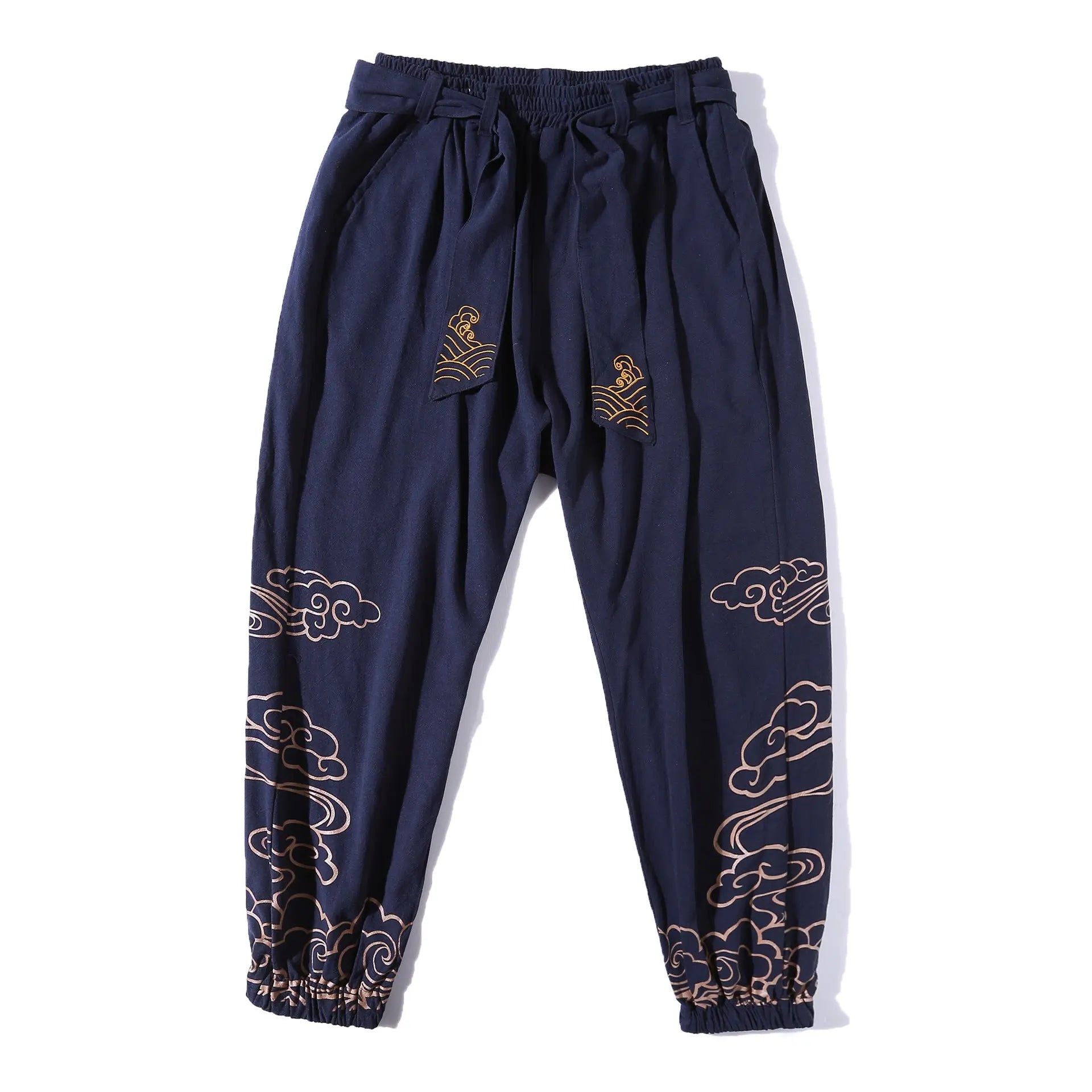 Chinese Style Men's Trousers Printed Small Feet Trousers Men's Loose Wide-legged Bloomer Pants