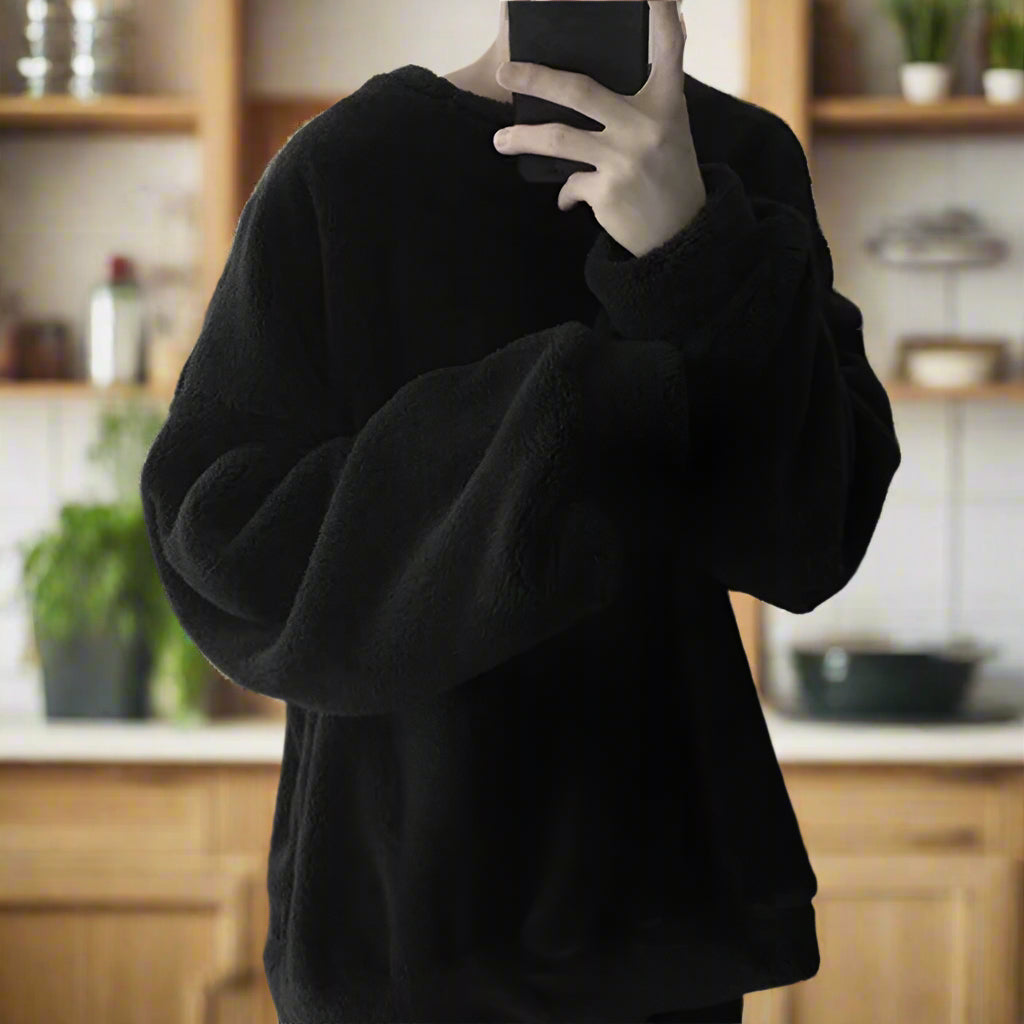 Winter Hong Kong Style Lamb Wool Sweater Men&#039;s Autumn Round Neck Loose Fleece-lined Thick Casual All-match Coat Trendy Couple&#039;s Top
