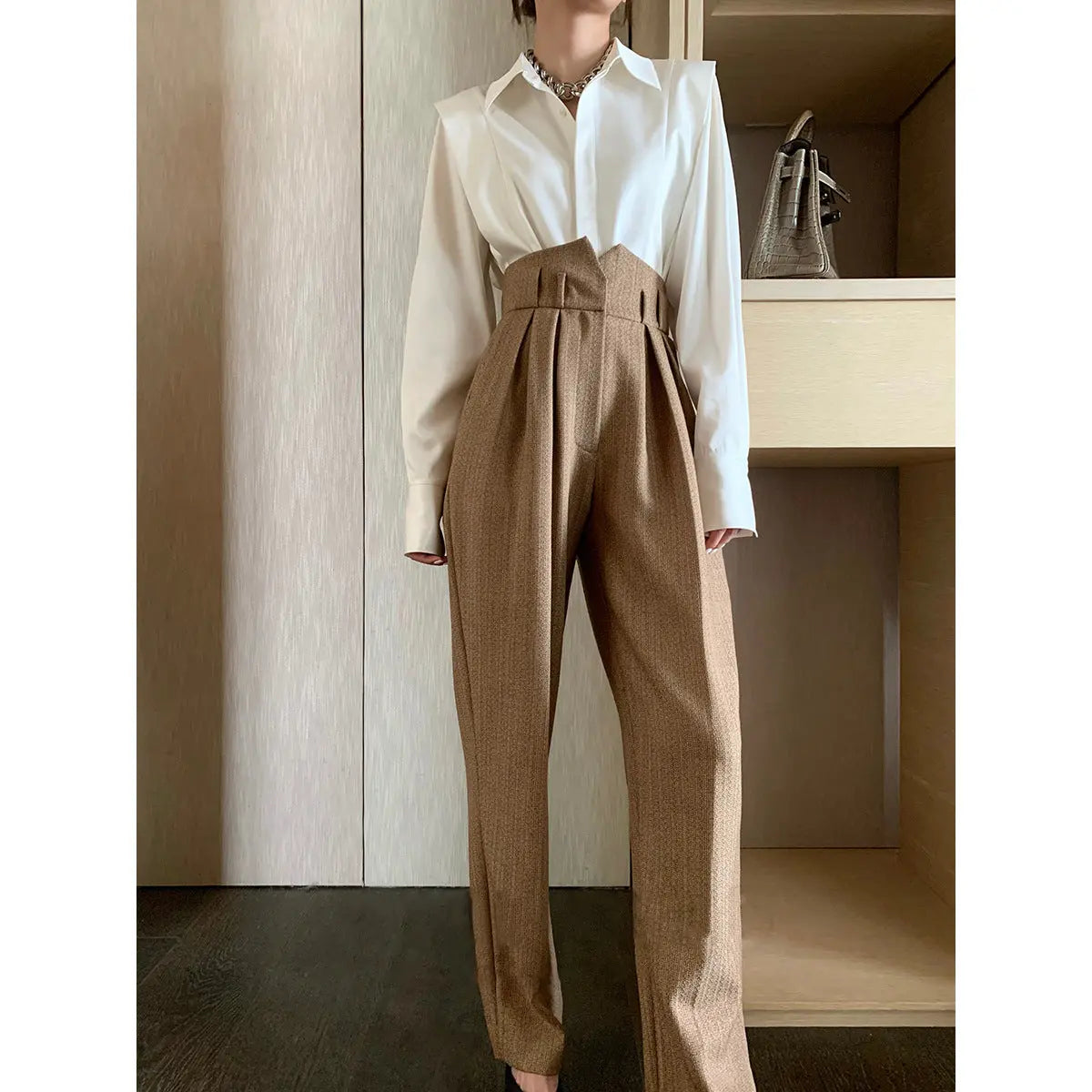 Thirteen Lines Early Autumn Pants High Waist Wide Leg Pants Women's Casual Pants Fashion Casual Mopping Pants Women's New Style