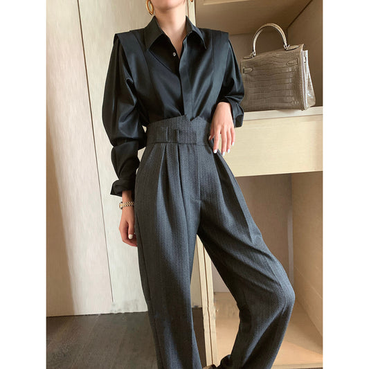 Thirteen Lines Early Autumn Pants High Waist Wide Leg Pants Women&#039;s Casual Pants Fashion Casual Mopping Pants Women&#039;s New Style